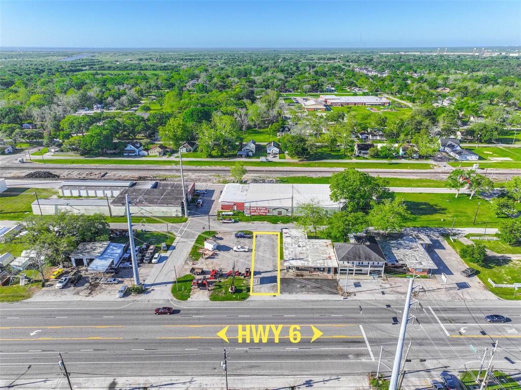 Highway 6 Frontage in the heart of the Commercial District in  Hitchcock Texas.  * Drawing is for referance purpose only and does not define the lot.  A survey and replat will be required before closing.