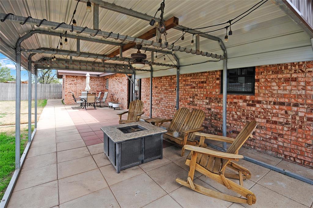 Covered portion of patio provides great shade during the day and protection from the weather