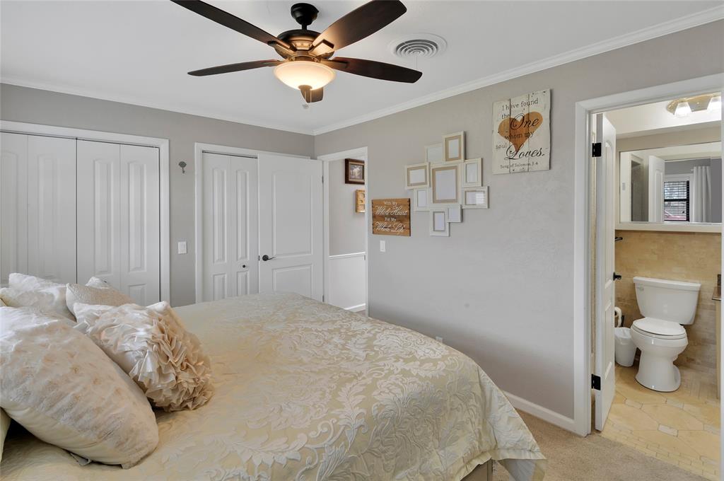 Primary bedroom has its own en-suite bathroom with standup shower