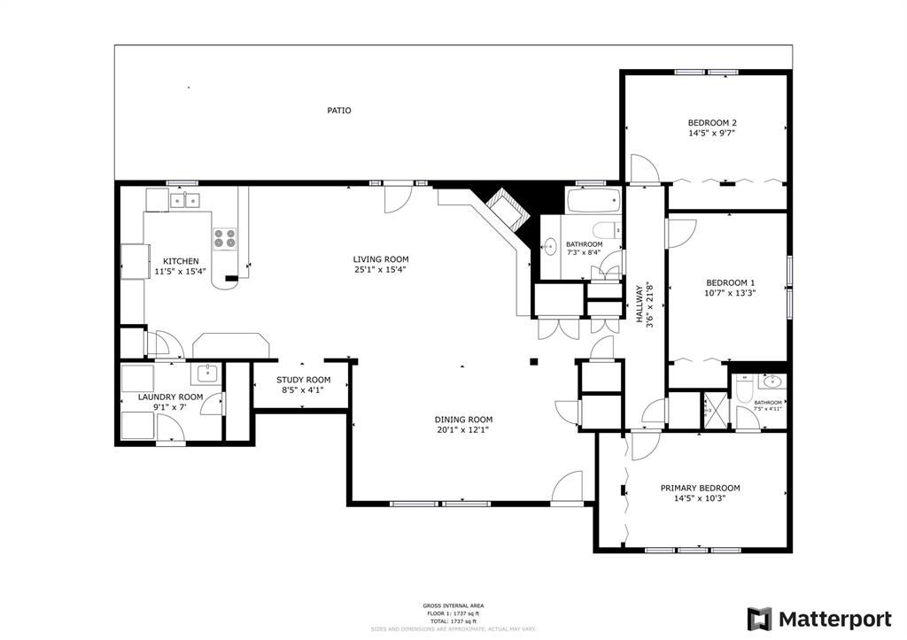 To see the full size schematic floorplan with room dimensions, see the \