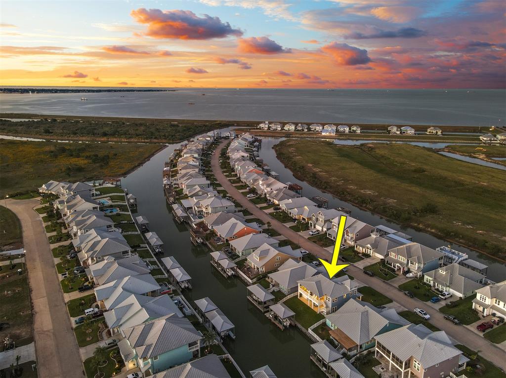 Galveston Bay in the background.