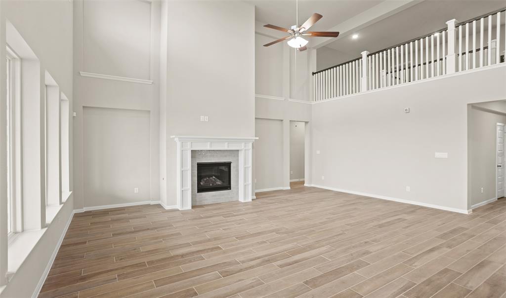 Cozy fireplace in great room