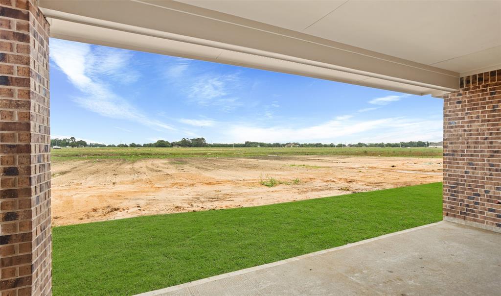 Covered patio in backyard