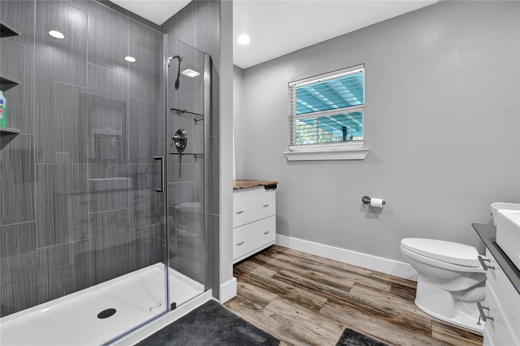 Bathroom in garage apartment.