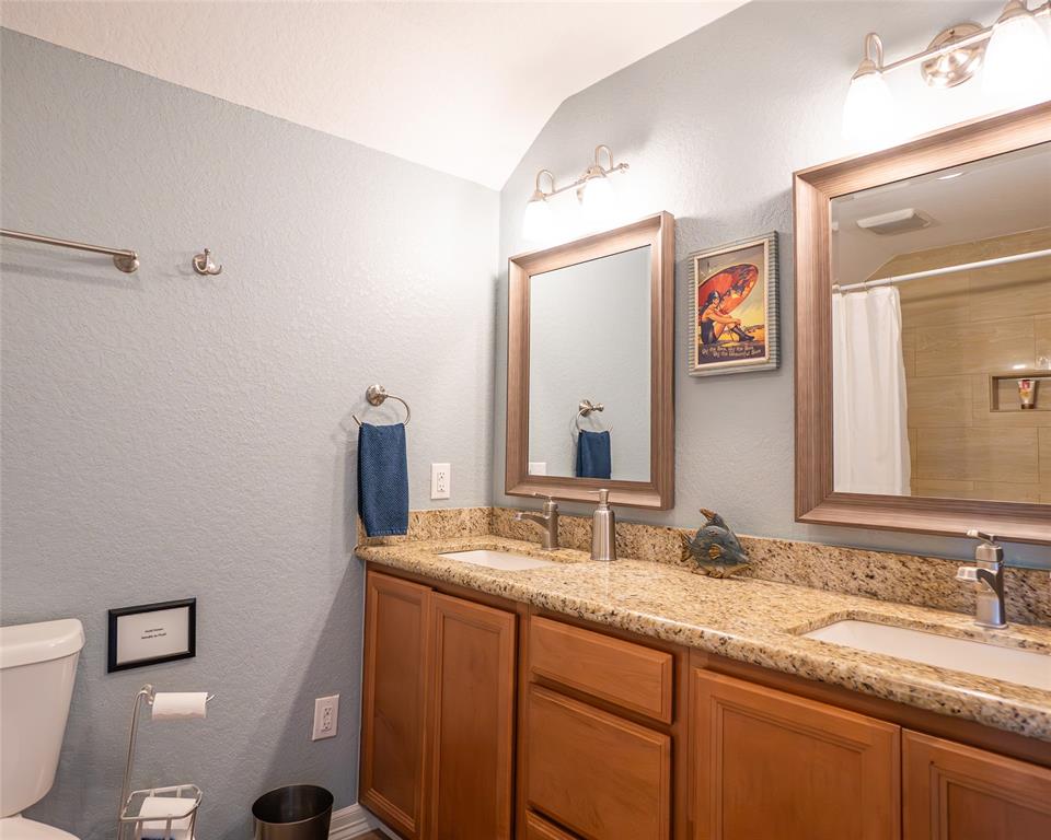 Double sinks and ample counter space in the master bath