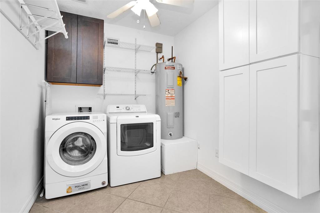 Utility Room offers built in cabinets providing extra storage space. Washer/Dryer stay.