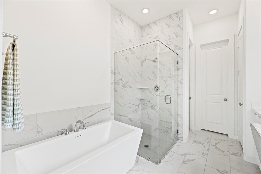 Unwind in your deep soaking tub or jump in the separate shower for quick rinse.