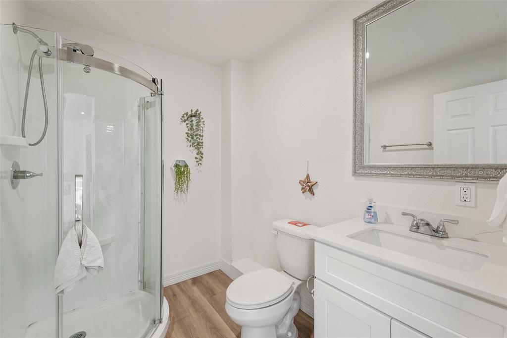 The bathroom connected to the bedroom is an ensuite. Each room features its own ensuite bathroom!