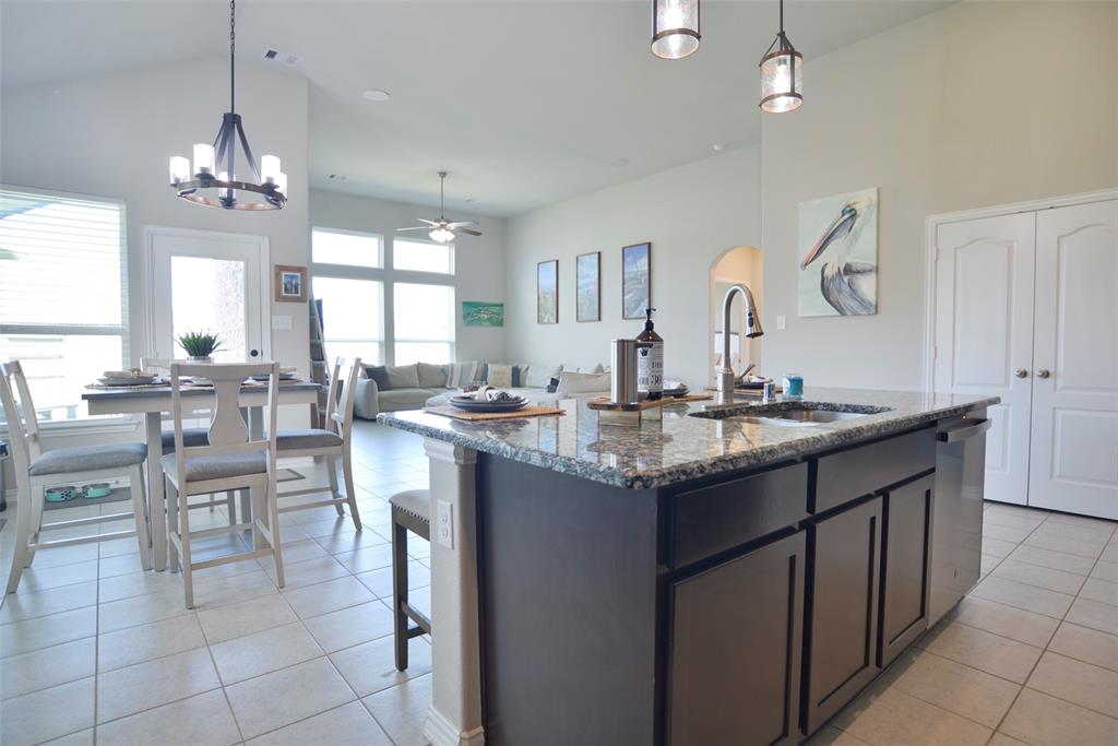 Kitchen overlooks family room