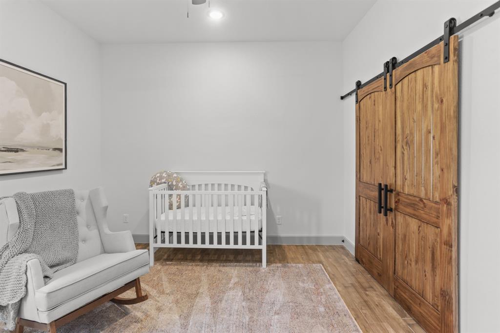 Bedroom #3 has a Barn Yard Door on closet.