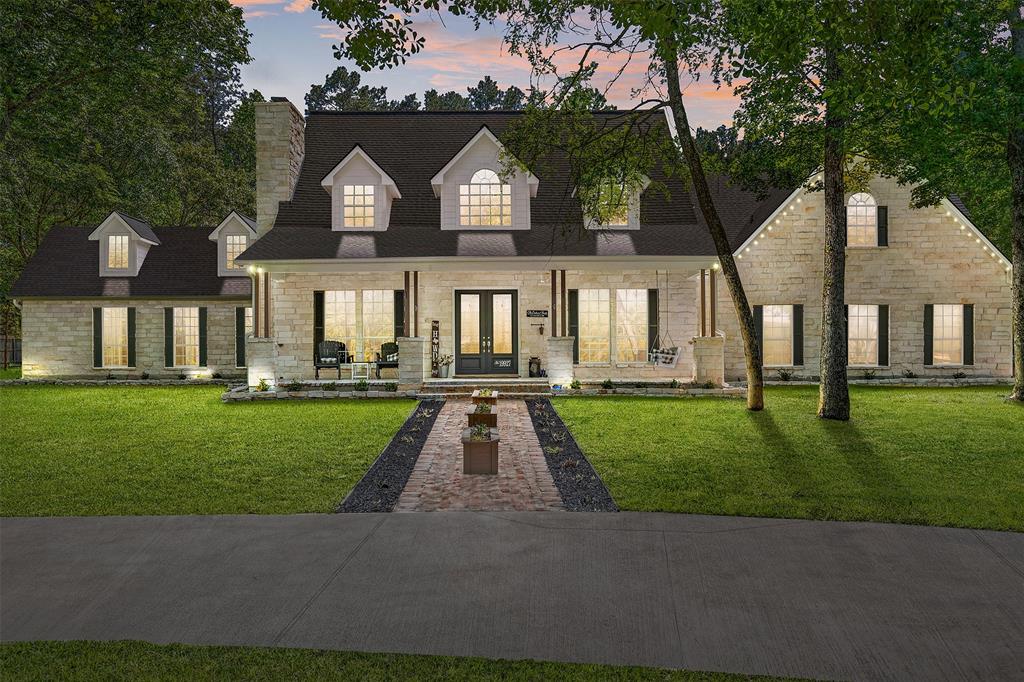 This residence boasts a gourmet kitchen featuring custom updates from 2017, quartz countertops, oversized walk-in pantry & a marble backsplash that ascends from the countertop to ceiling. Oversized island while high ceilings and abundant windows create a light & airy atmosphere. Heated pool, pool equipment and fountain run on WIFI. Outdoor kitchen and oversized patio 1500 sq ft, complete 16 zone WIFI sprinkler system ensures a lush green lawn, while the fully paved driveway adds convenience. Chicago brick on walkway to house, path to barn & front porch. Dalton garage doors, 3 car garage, plus. Hookups for RV in shop,  shop has 3 oversized rollup doors & fully plumbed, insulated 2400 sq ft. The barn has wood tile and seam roofing, this neighborhood is truly equine friendly, featuring a riding arena and 7 miles of private horse trails to explore.  For those seeking aquatic adventures, there's a sprawling 160-acre lake perfect for fishing and boating. See attachments for more features.!