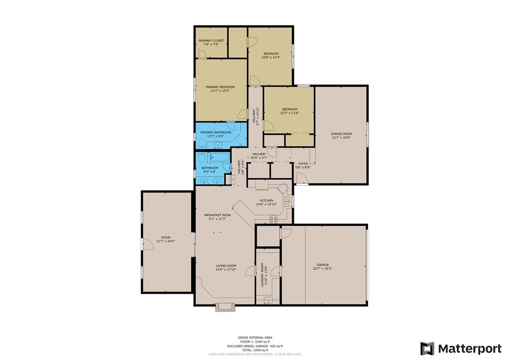 Schematic Floor Plan showing approximate room dimensions.  A larger version can be seen by clicking on \