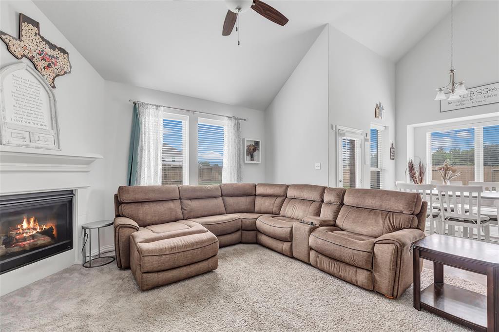 Family room with cozy fireplace