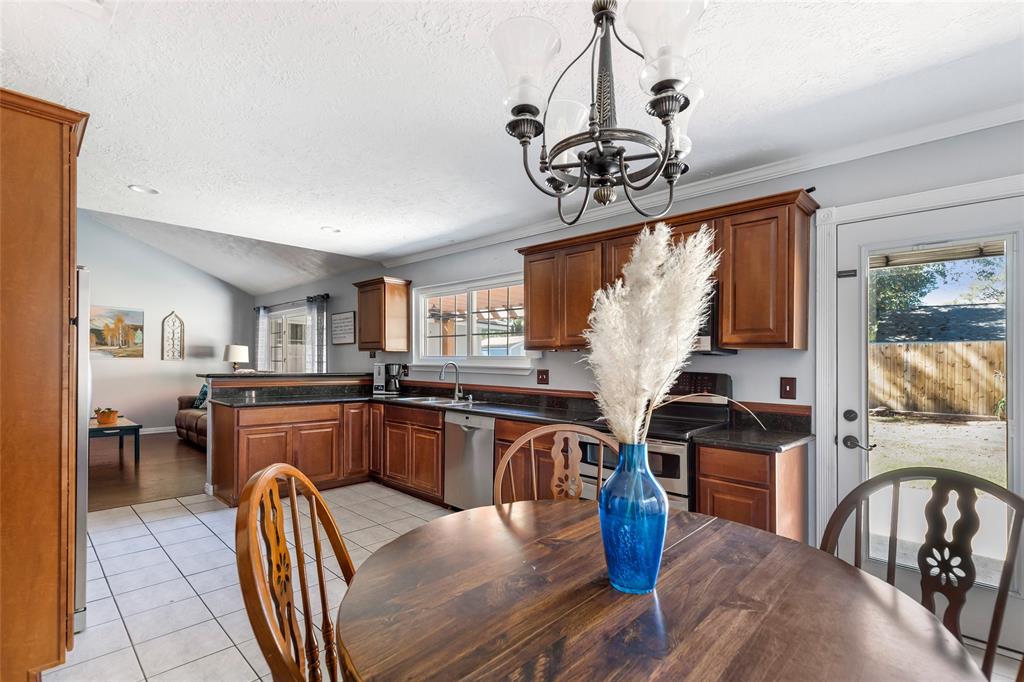 Kitchen with granite countertops and breakfast nook