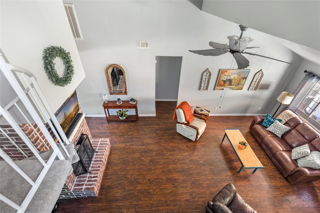 View of living room from loft