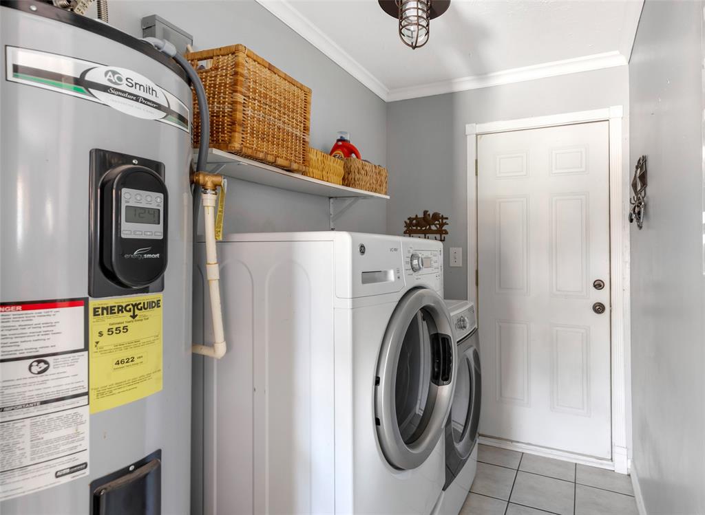 Utility room off of kitchen with new water heater