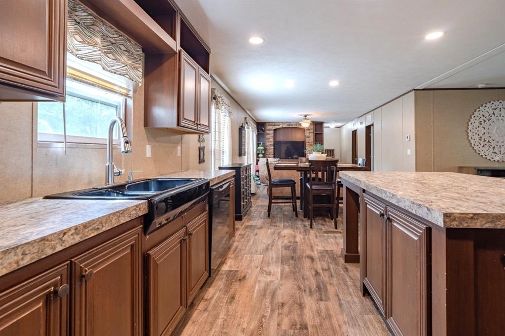 View from Kitchen to dinning and family room