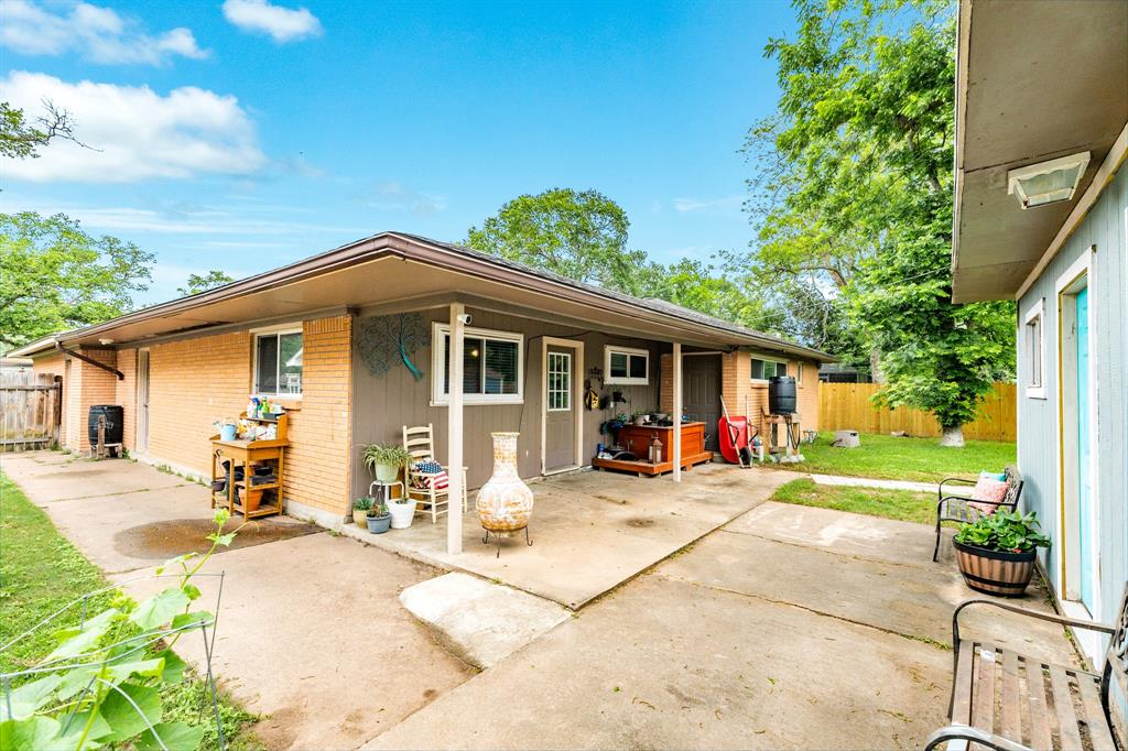 Back patio for watching kids and pets play