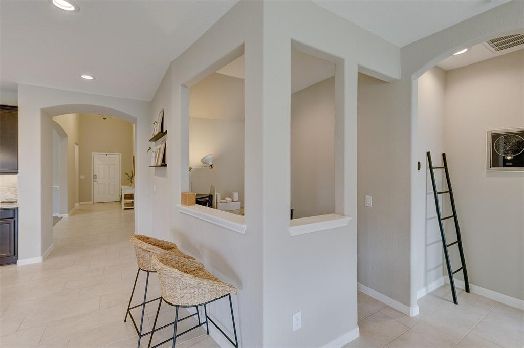 The study nook is build into the corner of the family room.