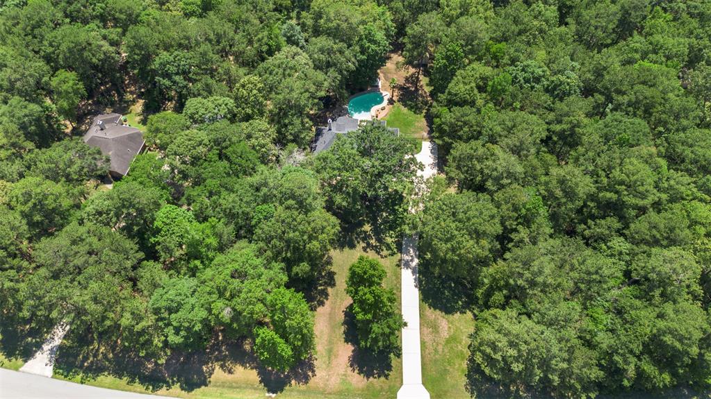 Aerial view of the home and property.