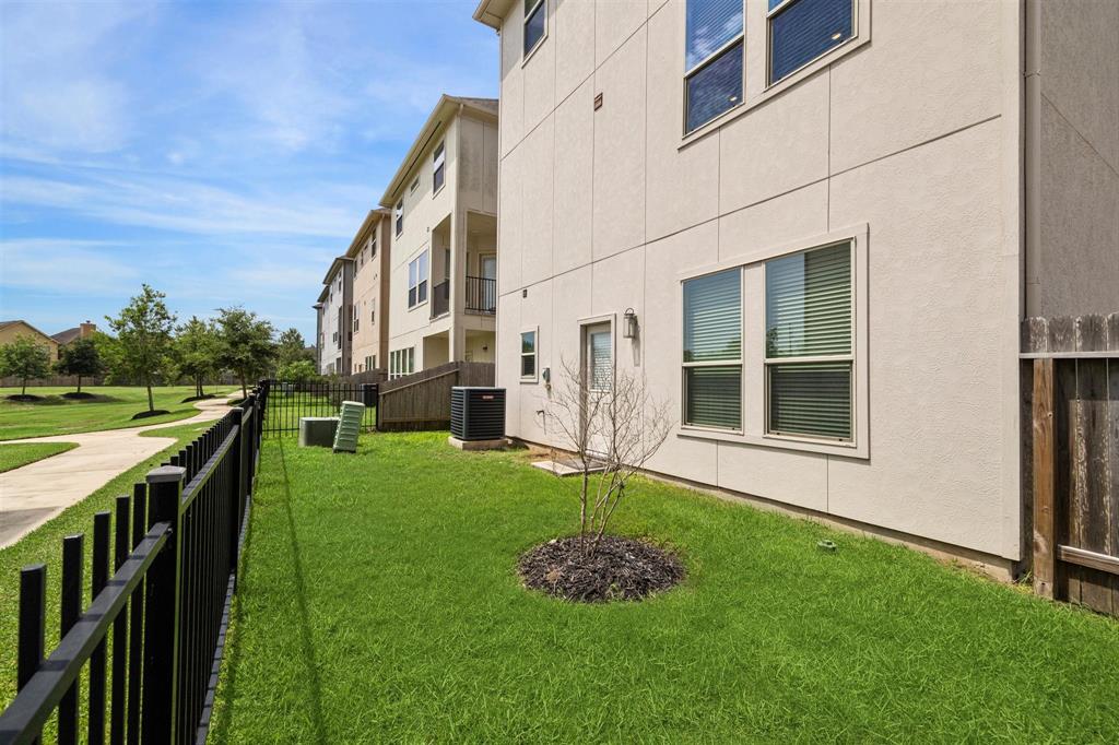 Fenced in back yard with great views of the nearby green space.