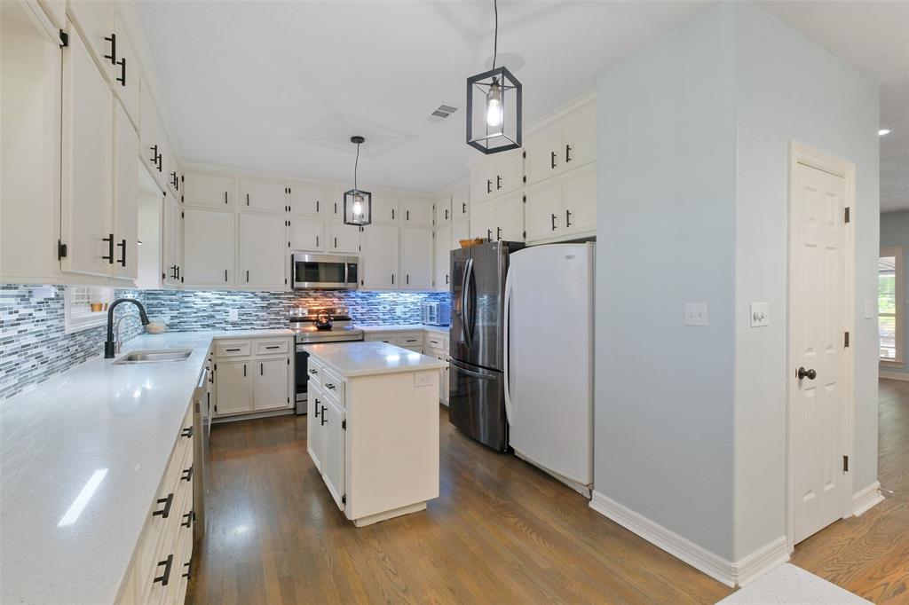 White Free Standing Freezer stays with Home as do all Appliances.