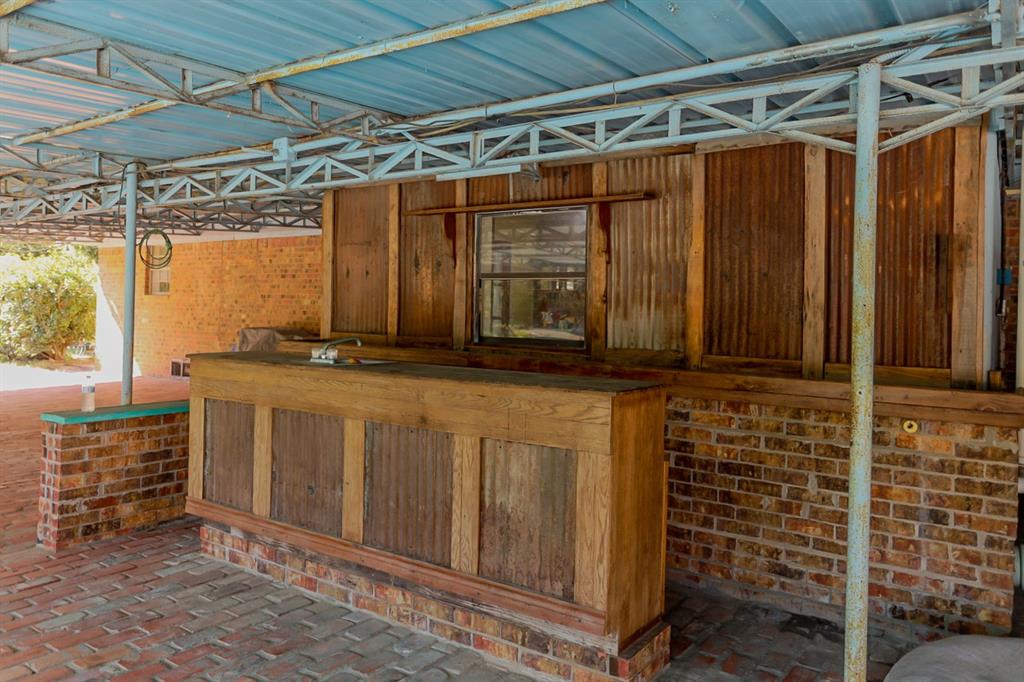 Detail view of outdoor bar and serving area.