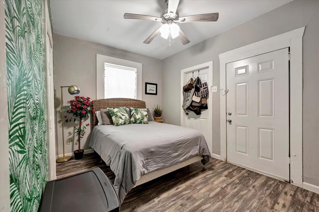 This bedroom has its own half bath.