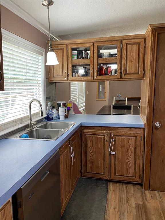 Kitchen Front Window & S/S Double Sinks & Pass-through to Dining