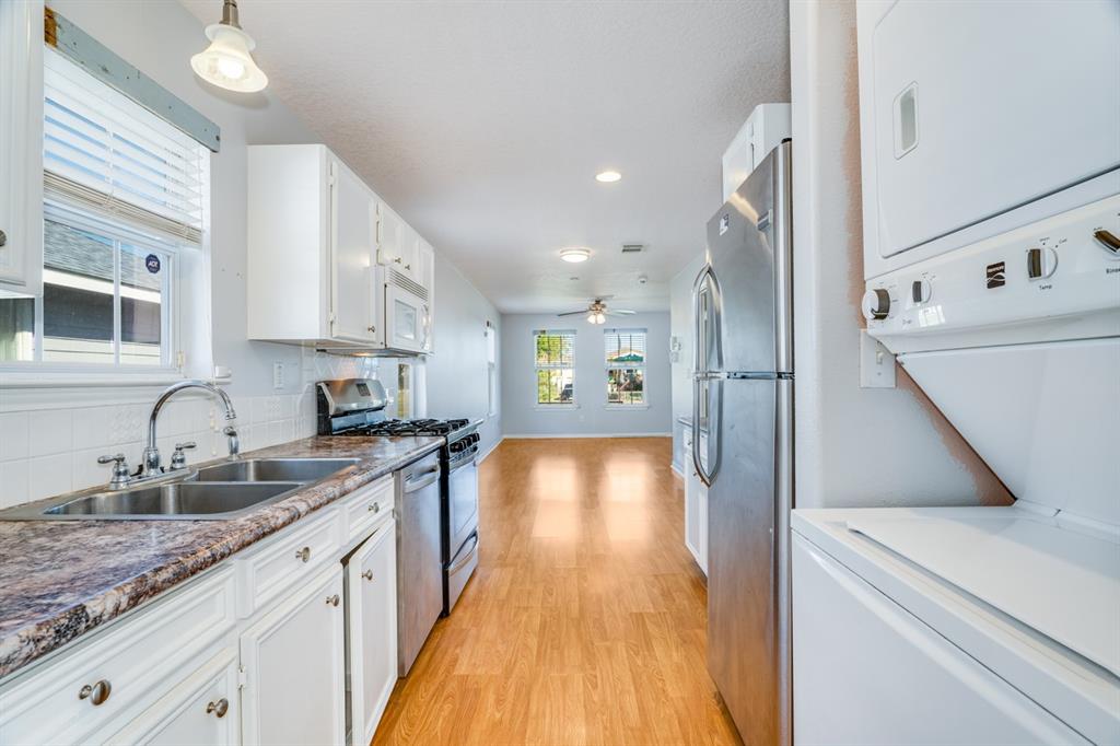 View from the galley kitchen looking to family room.