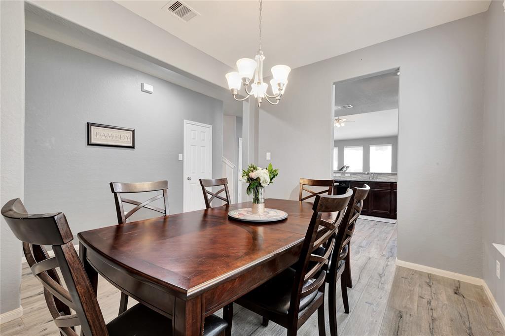 The Formal Dining Room is open to the entryway hall and to the kitchen.  Lots of space for your family and friends.