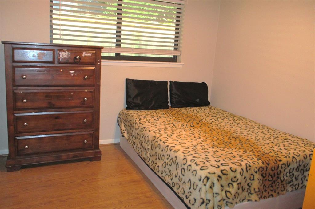 This is a purr-fect  guest room that includes a walk in closet