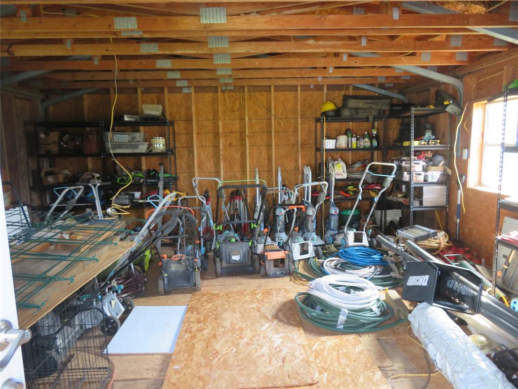 Interior pic of the green storage shed