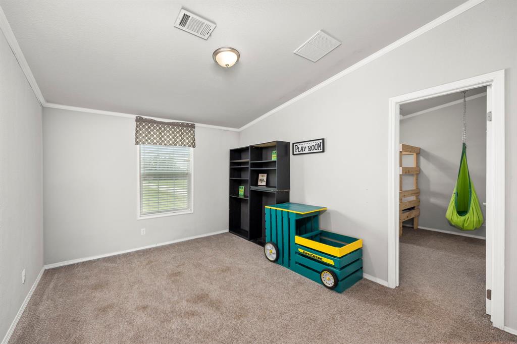 Custom built bunk beds stay with the bedroom and so does the TV! Look at all the space!