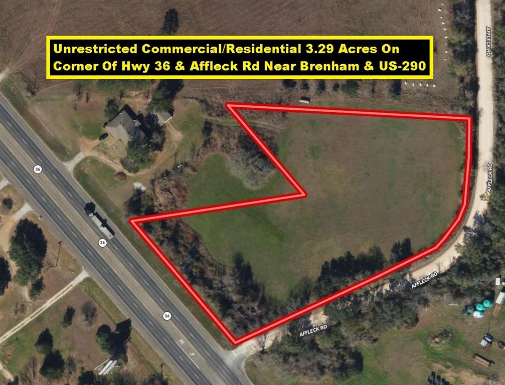 3.29-Acre Corner Lot on Hwy 36 & Affleck Also Available For Sale