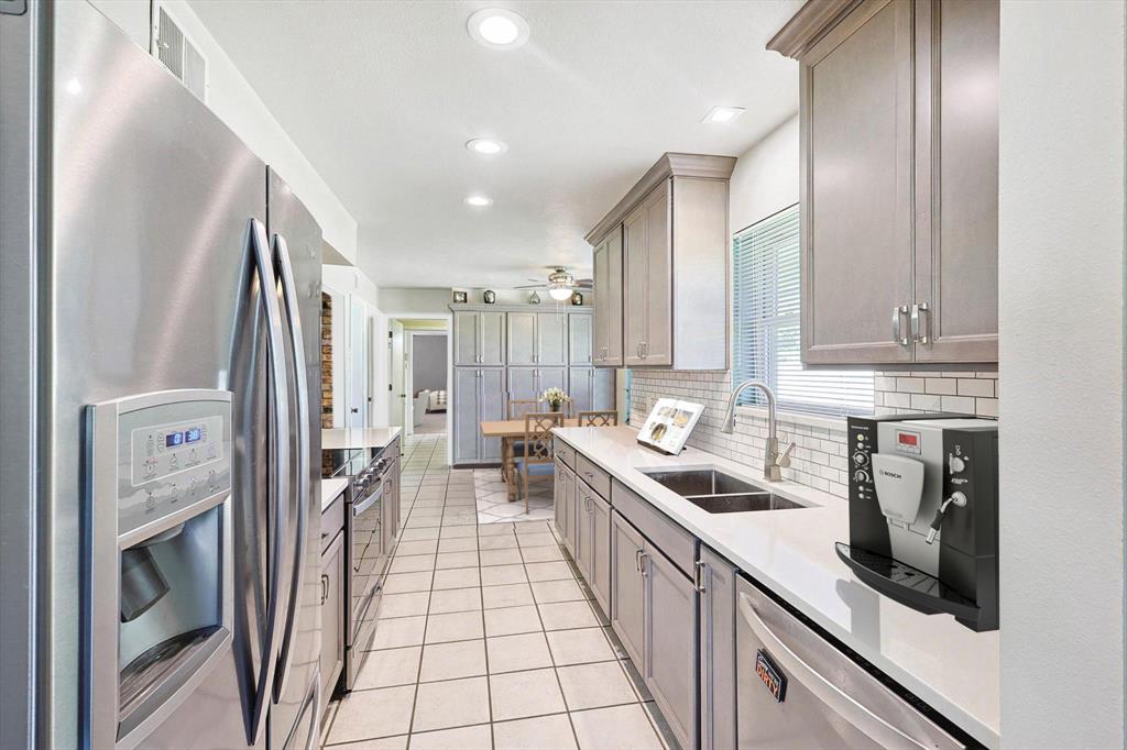 Full kitchen remodel 3 years ago. Stainless steel appliances, tasteful backsplash, and soft close gray custom cabinets and drawers.