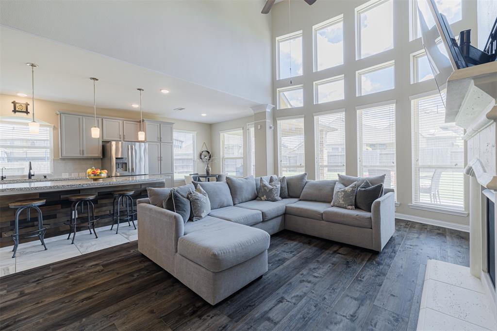 The family room is open to the kitchen and breakfast room.