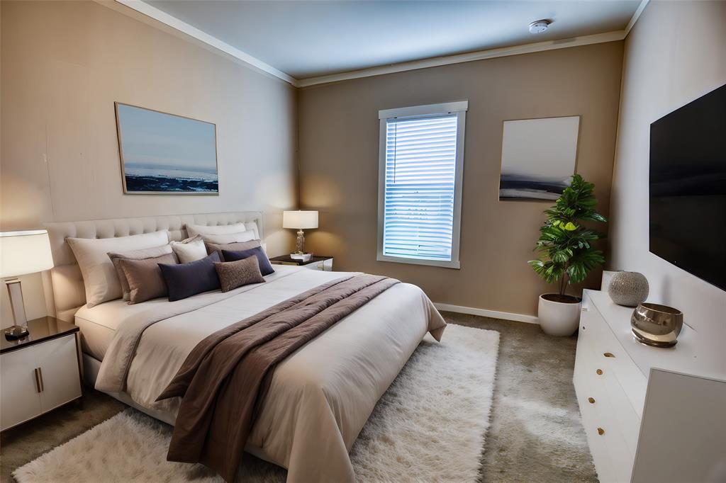 This spacious bedroom offers a comfortable and stylish retreat for visitors. Plush carpeting and blank canvas for your tasteful decor to create a welcoming ambiance, ensuring a restful stay for family and guests.