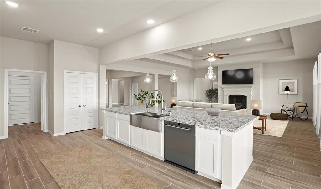 Farmhouse sink in kitchen