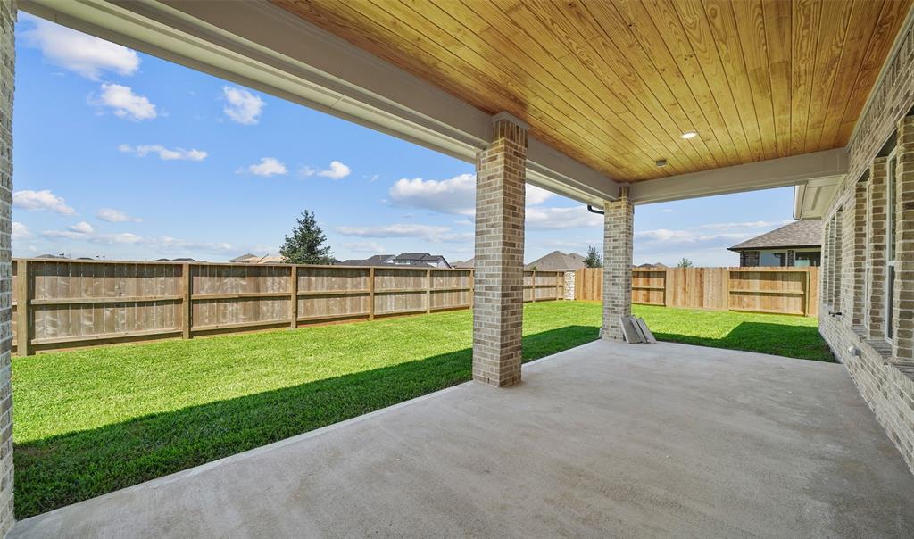 Covered patio in backyard