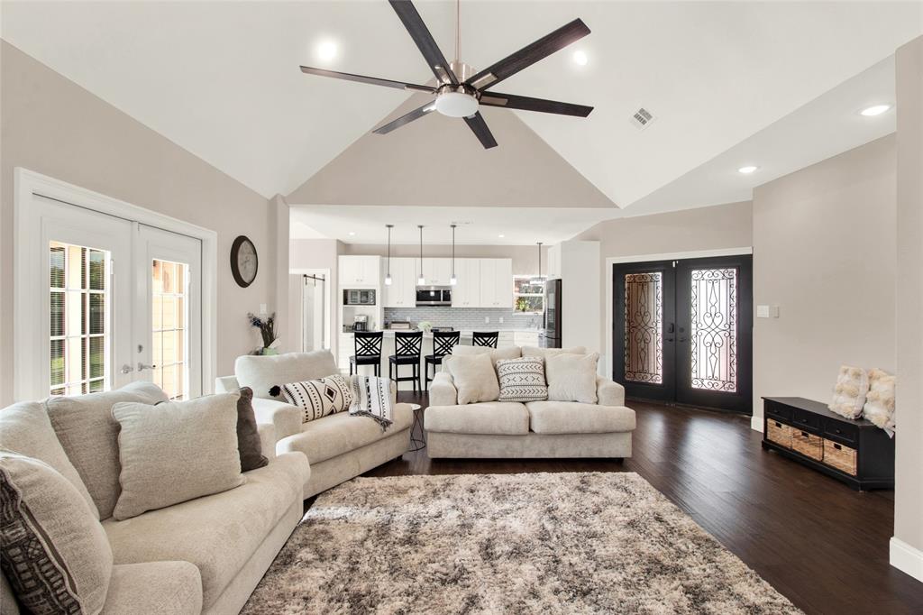 View from Family Room of beautiful entry and Kitchen