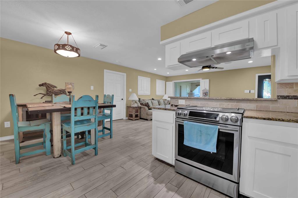 Kitchen and dining room view.