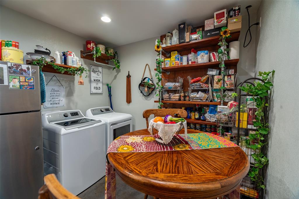 1610 N. Park St laundry and kitchen are combined with an open pantry shelf