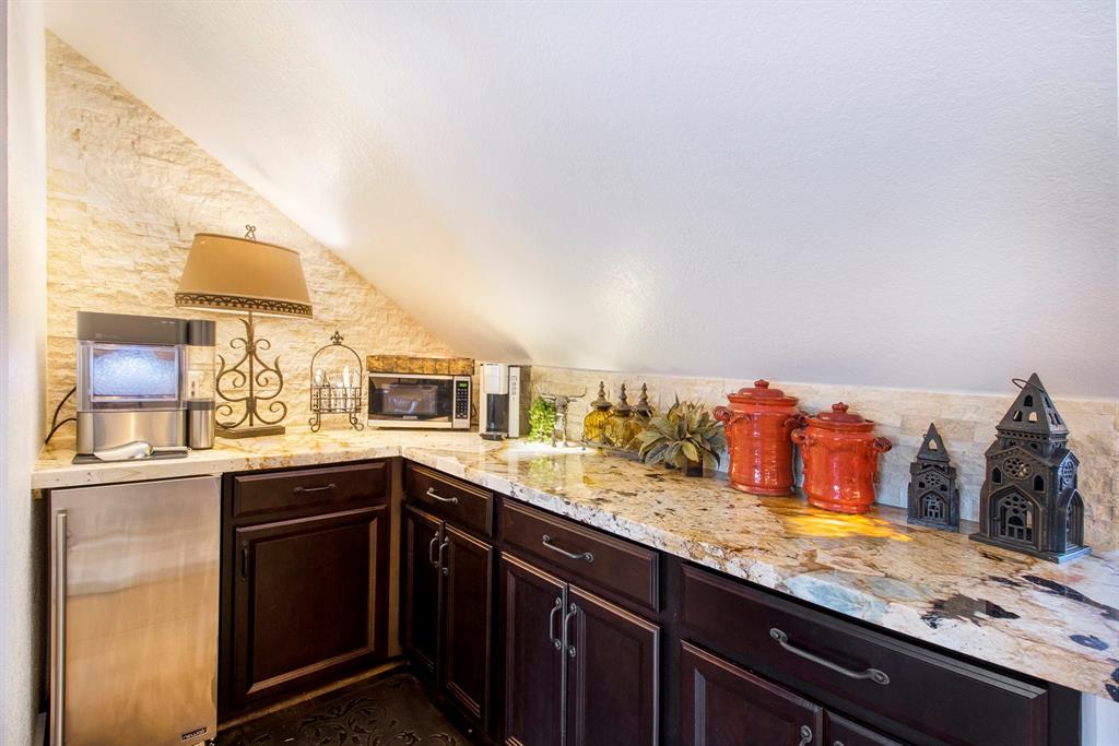 Bar in Media Room with Built in Refrigerator