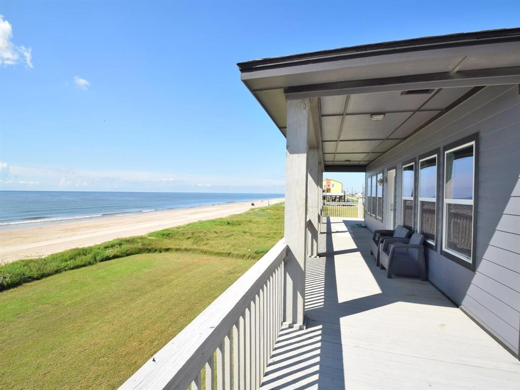 This beautiful BEACHFRONT home is located steps away from long stretches of Gulf beachfront. It sits off TX HWY 87 and can be reached conveniently from Galveston, Houston, and Beaumont, TX. Two decks for sunning! Recent paint and both covered and uncovered decks !