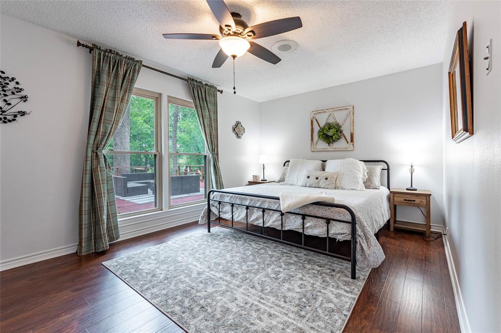 beautiful primary bedroom on the first level