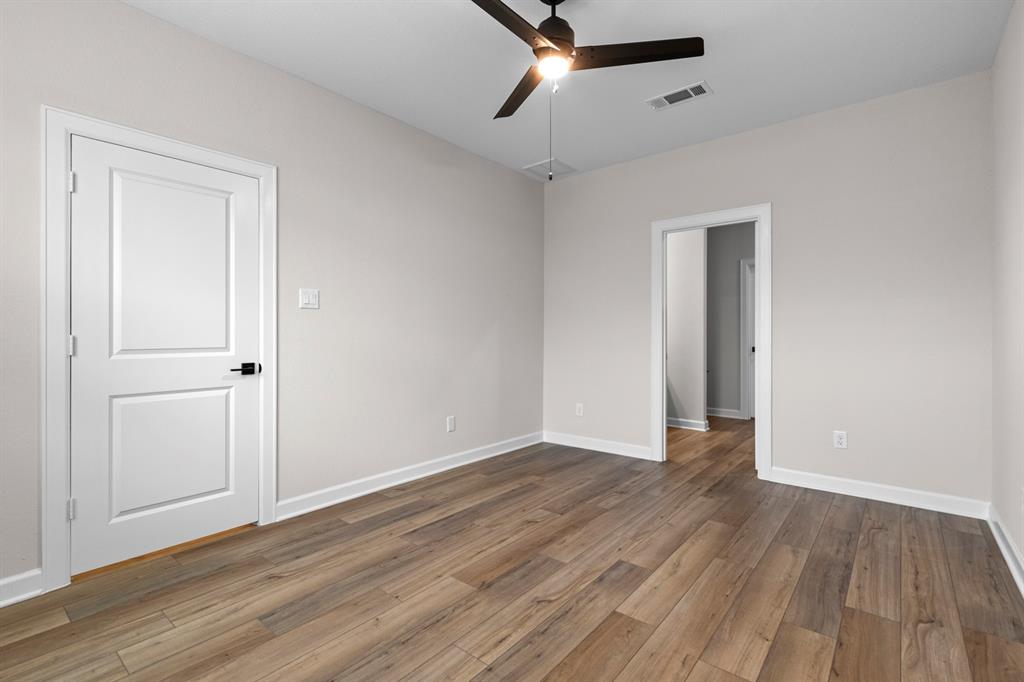 The primary bedroom with a walk-in closet!