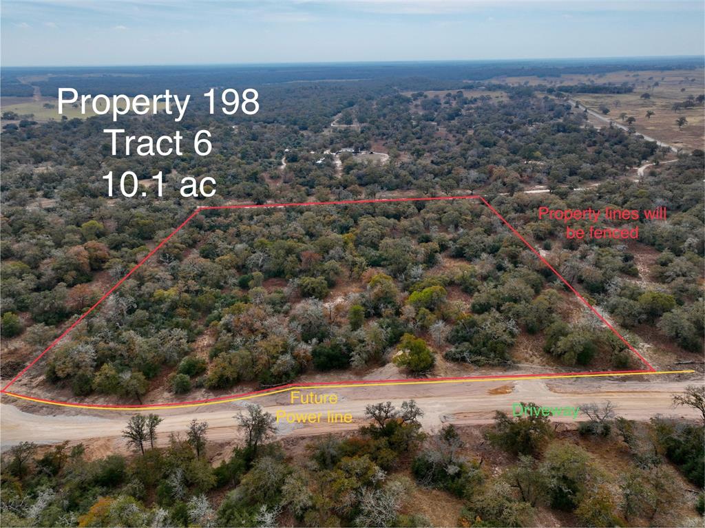 Close to San Antonio and Austin. Private road is finished. Seller will fence the tract and install farm gate. Seller is bringing power along the road. 
Part of Tax ID 72336