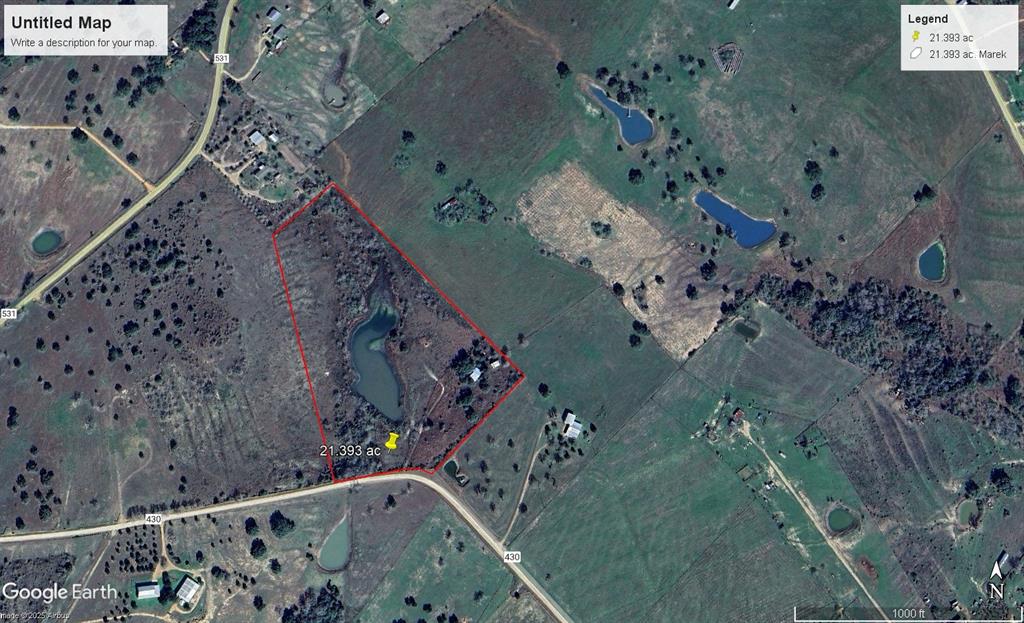This Historic homesite from a family that has been there for many years in the Koerth community.   A great homesite off CR 430 off FM 531 has a great home site on top of the hill overlooking the pond. Has a water well and septic. No information on depth or submersible pump in the well.  Has no oil/gas production and no leases.  Sellers not conveying minerals,being sold "AS IS".Live oak trees around the house and thruout property. Has mesquite trees around pond.Property needs boundary fence on other side of pond.Has good road frontage on CR 430 and the county just blacktopped it about 60 days ago.Property was cleaned-up by company from Schulenburg on May 15th, 2025.Cleared of dead trees, shredded, cleaned out both buildings,concrete blocks behind the pump house. A mid-fence between house and pond removed to make this property more eye appealling and great views of the pond.Come see this nice place in Koerth community.