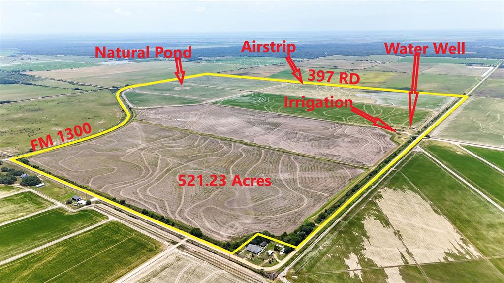 County Road 395 Louise, Texas Exceptional opportunity to own 521± acres of highly productive irrigated farmland located in Wharton County. This versatile tract is currently farmed in rice & corn and offers outstanding water resources for continued agricultural success. Situated directly in the Central Flyway, the property is a premier destination for migratory bird hunting, attracting large flocks of geese and ducks seasonally, an ideal setup for farming and recreation. FM & county road frontage on all sides, this property boasts easy access and excellent visibility. Whether you're expanding a farming operation, seeking an investment with strong income potential, or looking to develop a premier waterfowl hunting retreat, this tract delivers on all fronts. Features irrigation & domestic water wells and 2800' airstrip. Don’t miss this opportunity to add to your portfolio this rare combination of productive soil, irrigation, and unmatched location in one of Texas' top agricultural and hunting regions.